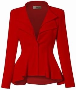 Women Double Notch Lapel Office Blazer JK43864 1073T RED Medium