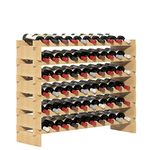 sogesfurniture Floor Wine Racks，Stackable Modular Wine Rack Small Wine Storage Rack Free Standing Solid Natural Wood Wine Holder Display Shelves, (Natural, 10X 6 Rows (60 Slots)), BHCA-BY-WS002