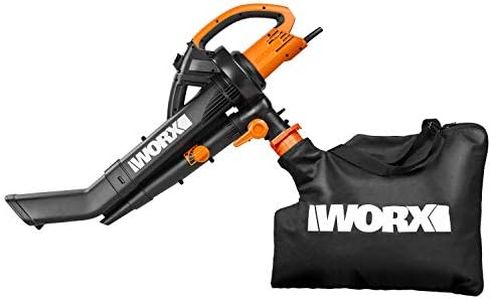 WORX 3000 W Electric Leaf Blower & Leaf Vacuum Cleaner with Mulcher / Leaf Vacuum 3-in-1 Device WG505E Including 45L Collection Bag, 335 km/h, 600 m³/h (Does Not Use Batteries)