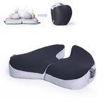 Foldable Travel Car Seat Cushion,Collapsible Memory Foam Ergonomic Coccyx Cushion for Tailbone Pain,Sciatica & Hemorrhoid,Portable Seat Pads for Airplane Seats,gaming,Desk Chair & Wheelchair (Black)