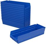 Akro-Mils 30138 Plastic Containers for Organizing and Storage Bins for Closet, Kitchen Cabinet, or Pantry Organization, 18-Inch x 6-1/2-Inch x 4-Inch, Blue, 12-Pack