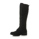 AJVANI Low Heel Flat Chunky Zip lace up Calf Knee high Military Biker Boots Size 5 38 Black Suede