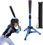 Hikeen Baseball Tee for Kids, Baseball Tee Baseball Batting Tee for Kids Softball & Baseball Practice Tee Easy Adjustable Hight Portable Hitting Tee with Carry Bag（Blue）