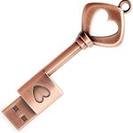 BORLTER CLAMP 64GB Memory Stick, Retro Metal Love Heart Key Shaped Thumb Drive USB 2.0 Flash Drive