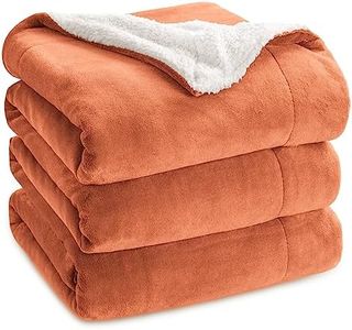Bedsure Sherpa Fleece Throw Blanket King Size - Thick and Warm, Fluffy Microfiber Solid & Soft Blankets for Bed and Couch, Mango, 230x270cm