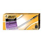 BIC Cristal Extra Smooth Black Ballpoint Pens, Medium Point (1.0 mm), 12-Count Box, Extra Smooth and Reliable Ballpoint Pens