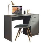 Madesa Compact Computer Desk Study Table for Small Spaces Home Office 43 Inch Student Laptop PC Writing Desks with Storage and Drawer, Modern Ergonomic Gaming Workstation - Grey