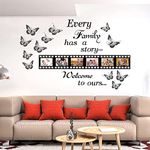 Every Family Has a Story Wall Stickers, 12pcs 3D Butterfly Wall Stickers Family Inspirational Wall Decals with 6pcs 7x8in Picture Frame, ToyaJeco Family Lettering Quote Decals for Living Room Bedroom