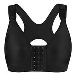 DotVol Wirefree Sports Support Adjustable Straps Post Surgical Bra(Black,34B/C)