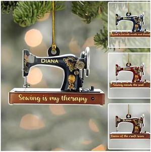 Custom 2D Acrylic Sewing Machine Ornament - Personalized Name Sewing Gifts - Sewing Supplies Ornament Gifts - Customized Sewing Machine for Beginners Ornament Decor - Sewing Room - Quilting Gifts 1
