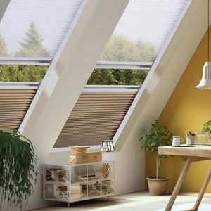 ZSHINE Manual Day Night Honeycomb Cellular Shades Light Filtering Thermal Retardation Non Wovens Fabric for Velux Skylight Window (Yellow)