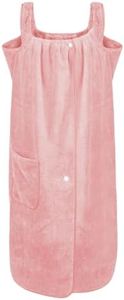 Women's Towel Wrap with Straps Coral Fleece Highly Absorbent Shower Towel Quick-Drying Wearable Bath Robe Shower Spa Beach Gym Towelling Robe Cover-Up Bath Skirt Dressing Gown Sling Body Wrap Pajamas