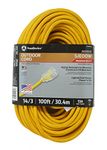 Coleman Cable 01489 14/3 Insulated Outdoor Extension Cord with Lighted End, 100-Feet