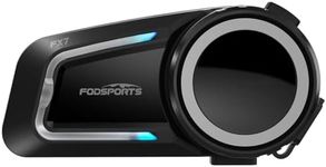 Fodsports FX7 Motorcycle Bluetooth Headset, 10 Riders Mesh Motorcycle Intercom, Dual Chips V5.4 Helmet Bluetooth Headset with Audio Multitasking,Noise Reduction,Music Share, FM,1 Pack