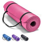 Lions 10mm Extra Thick Large Yoga Mat – 183 x 61 cm, Exercise Yoga Matt for Men Women Non Slip Foam Padded Camping Pilates Mats with Carry Strap (Pink)