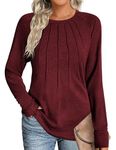 Zeagoo Women Long Sleeve Tops Tunic Sweatshirts for Women Dressy Soft Casual Sweatshirts Fall Trendy Shirts, Burgundy M