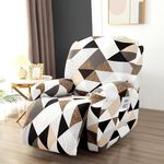 House of Quirk Recliner Slipcover 4 Pieces Stretch Printed Chair Covers with Side Pocket Recliner Sofa Couch Cover Anti-Slip Fitted Recliner Cover Furniture Protector - Beige