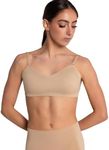 Capezio Women's Seamless Clear Back Sweetheart Bandeau Bra, Beige, X-Small