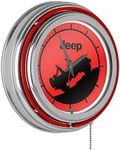 Trademark Global Neon Wall Clock-Jeep Red Silhouette Double Rung Analog Clock with Pull Chain-Pub, Garage, or Man Cave Accessories (Red)