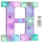 Unicorn Light Up Letters, LED Letter Lights 18 Color Changing Diamond Alphabet Sign Unicorn Gifts for Girls Women Party Birthday Decorations Remote Night Light Christmas Valentine Wall Table Decor - H