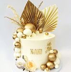 JeVenis Champagne Rose Cake Decoration Balls Cake Decoration Gold Palm Leaves Cake Decoration Bohemian Cake Decoration Boho Cake Decoration White Gold Ball Cake Decoration Boho Party Supplies