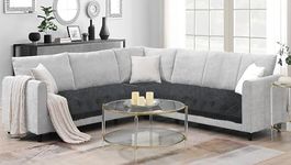 Fashion Throw Faux Fur Sofa Cover, For Living Room, Sofa Slipcovers, Furniture Cover (Dark Grey With Frill, L-Shape (3+3))