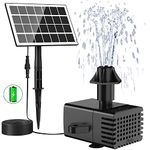 Jutai Solar Fountain Kit with 2000mAH Battery Backcp, 3.5W Glass Panel DIY Solar Water Pump with Sucker and Stake, Solar Fountain Pump for Bird Bath, Water Feature,Outdoor, Pond,16.4ft Power Cord