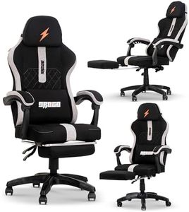 DROGO Ergonomic Gaming Chair, High Back Computer Chair with Breathable Fabric, Linkage Arm Rest, Adjustable Height, Head & Lumbar Support Pillow | Home & Office Chair with Footrest & Recline (Black)
