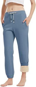 Gihuo Women's Sherpa Lined Sweatpants Winter Warm Fleece Lined Sweatpants with Pockets Fleece Jogger Pants Athletic (Blue-XL)