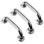 FORTUNE Stainless Steel Wall Mounted Grab Bar, Towel Bar, Bathtub Rails, Safety Hand Support Balance Handle Bars, Bathroom Accessories for Home, Hotel- Chrome Finish (Pack of 3, 8 Inch)