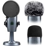 ChromLives Yeti Nano Pop Filter, Mic Cover Compatible with Blue Yeti Nano, 3 in 1 Mic Windscreen Foam Cover + Mic Furry Wind Cover + Dual Layered Noise Reduction Pop Filter for Yeti Nano,Combo 3 Pack