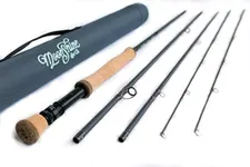 Moonshine Rod Co. Fly Fishing Rod with Carrying Case and Extra Rod Tip Section Fast Action, The Outcast II, 12wt, 9'