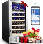 BODEGA Wine Fridge 15 Inch, Wine cooler for Built-In or Freestanding,31 bottles Wine Refrigerator,small Wine Cooler For Home Bedroom Bar, Mini fridge Under Counter With Glass Door, WiFi control.