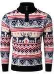 HOOD CREW Men’s Long Sleeve Novelty Reindeer Christmas Jumper Warm Sweater Thick Knit Pullover