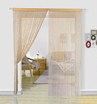 HSYLYM String Curtains Spaghetti Door Beads Light Weight Colourful Dense Bead Curtains for Room Decor,Beige,90x200cm