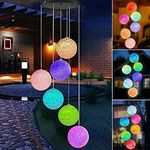 Evolluxi® Solar Wind Chime Light Diwali Gift- Color Changing Crystal Ball Solar Wind Chimes Outdoor Decoration Lights with Waterproof LED Solar Light for Garden, Patio, Holiday Deco Gift (Pack of 1)