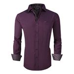 ALEX VANDO Mens Dress Shirts Wrinkle Free Regular Fit Stretch Rayon Button Down Shirt(Purple,XL)