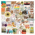 CodersParadise Pack of 53 Vintage Aesthetic Stickers for Scrapbook, Laptop, Journal, Diary, Guitar, Mobile Phone - Waterproof Residue Free Stickers