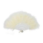 FANSOFFANS Marabou Feather Hand Fan 45cm, Fancy Dress Wedding Party Favour Gift Outdoor Vintage Dance Photoshoot (Ivory)