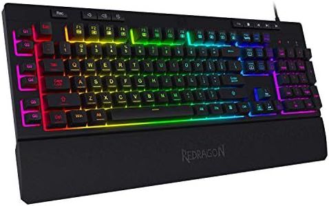 Redragon K512 Shiva RGB Backlit Membrane Gaming Keyboard with Multimedia Keys, Linear Mechanical-Feel Switch, 6 Extra On-Board Macro Keys, Dedicated Media Control, Detachable Wrist Rest