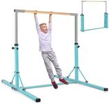 COSTWAY Foldable Gymnastics Bar, 90-150cm Height Adjustable Training Bar with Easy Moving Wheels and Non-slip Feet, Home Gym Equipment for Kids Juniors, 100kg Weight Capacity (Green)