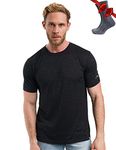 Merino.tech Merino Wool T Shirt Mens - Merino Wool Base Layer Men Undershirt Lightweight + Hiking Socks (Charcoal Grey, Large)