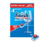 Finish Power Ball All In 1 Max Dishwasher Detergent Pods, For Everyday Clean and Shine, 105 Tabs