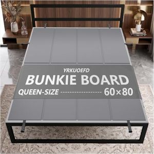 YRKUOEFD Bunkie Board Queen 60x80'' Premium 10mm Heavy Duty Anti-Sag Mattress Support Board Noise Minimizing,Moisture Resistant Fits Metal FramesPlatform Beds (Grey)