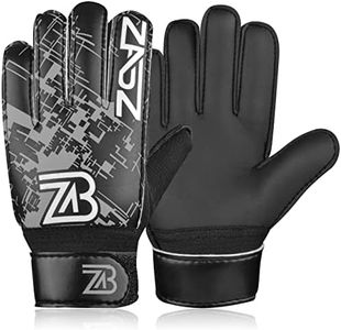 ZABZ Goalie Gloves Youth Goalkeeper Gloves Kids Football Gloves Soccer Gloves for Kids with Extra Grip Palm & Wrist Protection Guantes de Portero (Grey, 3)