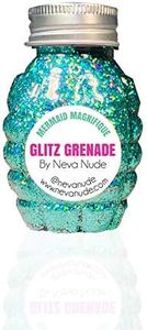 Neva Nude Face and Body Glitter Keychain - Chunky Glitter in Aloe for Festivals, Raves, and More | Cosmetic Grade | Super Sparkly (Mermaid Magnifique Turquoise Holographic Glitz Grenade)