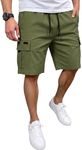 JEMLDL Men Cargo Shorts Stretch Elastic Waistband Summer Work Casual Shorts for Men with 5 Pockets Army Green XL