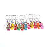 12pcs Nesting Doll Keychains Keyrings Wood Matryoshka Russian Dolls Key Rings Charms Kids Toy