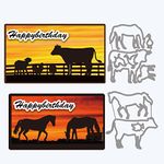 GLOBLELAND 2Set 9Pcs Farm Animals Cutting Dies Metal Ranch Cattle Horse Chick Duck Die Cuts Embossing Stencils Template for Paper Card Making Decoration DIY Scrapbooking Album Craft Decor