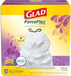 Glad ForceFlex Tall Kitchen Drawstring Trash Bags, 13 Gallon Trash Bag, Gain Lavender with Febreze Freshness, 110 Count